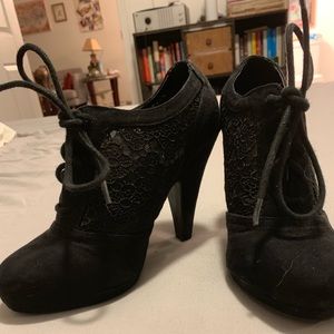 Black Lace Tie Booties